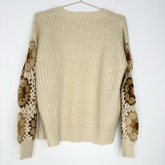 Adora Crochet Open Knit Cardigan Cream Patchwork Sleeves Size M New Without Tags - Picture 9 of 12